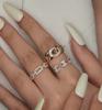 Anillo de cadena cubana antigua pequeña, estilo retro francés vintage, popular en Internet, con forma de nariz de cerdo y diamantes para mujer.