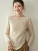 Suéter Interior Otoño e Invierno Cuello Redondo Color Sólido Jersey Suéter de Cachemira Camiseta de Punto Base Top de Cintura Manga Larga para Mujer Grueso