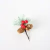 Folhas de Pinheiro de Natal Pinha Vermelha de Natal Acessórios de Inserção de Pinha Decorações de Natal DIY Embalagem Criativa para Caixa de Presente