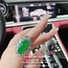 Anel de esmeralda de pavão brilhante banhado a ouro 18K Oito corações e oito flechas Zircon Emerald Flower Full Diamond Ring Earrings