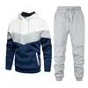 Transfronterizo 2025 Nuevo Traje de Hombre Empalme Tricolor Sudadera Deportiva Traje Sudadera con Capucha para Hombre Pantalones de Chándal Tabla Desnuda