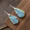 Pendientes colgantes geométricos de piedra del emperador de color bohemio nuevo transfronterizo, pendientes de joyería popular europea y americana.