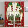 Cortinas verdes de monstruo navideño, decoración festiva, cortinas cortas de varilla romana sin taladro, cortinas con estampado digital