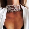 Collar gargantilla exagerada de diamantes de moda europea y americana, personalidad hip hop, diamantes de imitación, letras inglesas, collar SEXY al por mayor