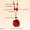 Pingente de Cinábrio Vermelho Imperial de Alto Teor em Minério Bruto, Pingente de Corrente para Suéter Feminino Estilo Chinês Novo Tendência Nacional Raposa de Nove Caudas
