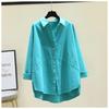 Comércio Exterior Exportação Camisa Nova de Algodão e Linho de Manga Comprida Feminina Estilo Coreano Solta Estilo Ocidental Casual Top Camisa Branca Jaqueta Feminina