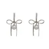 Brincos de Metal com Laço e Pingente de Pérola, Estilo Longo, de Luxo Leve e Alto Padrão, com Design Único e Versátil, que Faz o Rosto Parecer Mais Magro