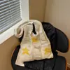 Bolsa de tricô para praia, ombro único, trama de polvo, estrela do mar, vazada, transfronteiriça, capacidade média-grande, bolsa de praia, novo estilo de feriado