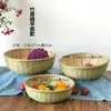 Cesta de bambu cesta de bambu com base cesta de frutas domésticas prato de frutas produtos de bambu artesanais cesta de pão cozido no vapor cesta de sobremesa cesta de bambu