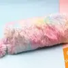 Nueva Bolsa de Lápices de Felpa Color Arcoíris Estudiante Gran Capacidad Bolsa de Almacenamiento para Papelería Bolsa de Lápices Octagonal Bolsa de Estuche de Lápices Corazón de Niña