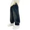 Calça Jeans Casual Forrada com Fleece Outono e Inverno para Meninos, Crianças Maiores 2025 Novo Inverno Solta Grossa Venda por Atacado Tendência