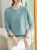 Novedad de Otoño 2026: Suéter de Punto Redondo para Madre, Suéter de Manga Larga de Color Sólido, Blusa de Talla Grande para Mujeres de Mediana Edad y Mayores