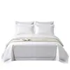 Sábana de hotel de satén de poliéster-algodón 40S, 50% algodón, 50% poliéster, funda de edredón blanca pura, sábana plana, sábana ajustable, funda de almohada, artículo individual para casas de huéspedes y hoteles