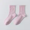 Calcetines de yoga antideslizantes profesionales para mujer, calcetines especiales de piso para deportes y fitness para adultos, calcetines de algodón puro sin costuras de media pantorrilla