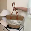 Bolsa de Palha Tote para Mulheres, Versátil para Primavera e Verão, Bolsa Diária de Praia, Bolsa de Ombro Fashion Listrada Estilo Retro Francês