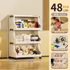 Armário de armazenamento de lanches de 48 lados, sem instalação, aberto e transparente, armário de armazenamento dobrável, armário de armazenamento de brinquedos para crianças