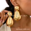 Pendientes Metálicos Estilo Punk Forma de Gota de Agua para Mujer Moda Casual Geométricos Lisos Ovalados Aros