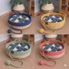 Cama para Mascotas Universal Orejas de Gato para Cuatro Estaciones, Cama Transpirable de Paja Tejida para Perros y Gatos en Verano con Bola de Juguete, Cojín de Algodón Extraíble y Lavable
