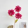 Flores Artificiales con 3 Cabezas, Dalia Estilo Óleo, Arreglo Floral para Pasillo de Boda, Flores Decorativas, Exhibición de Flores para Mesa de Casa