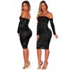 5886Ebay Amazon Wish suministro manga larga encaje sexy elegante vestido ajustado Nuevo