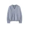 Novedades para otoño e invierno 2026: Suéter de lana peinada de manga larga con cuello de tijera de 18 hilos, suéter de lana peinada de seda y cachemira para mujer, Puyuan