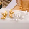 Pendientes de Flor Cepillada Nuevos y Modernos para el Trabajo, Estilo Vintage Irregular, Pendientes Geométricos de Diseño de Nicho Versátil