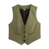 Zr Exportação Europeia e Americana Roupas Femininas Estilo Retro Cor Pura Cor Doce Decote V Conjunto Curto Estilo Colete/Top Colete