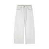 Jeans Branco Tendência Retro Estilo Americano Answer Me para Homens, Calças Retas Soltas e Versáteis K396