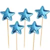 5 piezas PU inserción de tarjeta estrella de amor Corona brillante enchufe para pastel tarjeta de inserción para fiesta decoración de pastel mesa de postres
