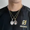 Joyería Hip-Hop Europea y Americana Colgante Ovalado de Memoria con Foto Marca de Moda Personalizado Circonita Micro-Pavimentada Collar Colgante Marco de Foto para Hombre