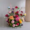 Bolas de Flores Penduradas em Parede Artificial e Arranjos de Flores de Chão Transfronteiriços para Decoração de Locais de Casamento e Banquete, Produtos Acabados de Flores Artificiais de Seda
