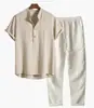 Estação Independente de Comércio Exterior AliExpress Europeu e Americano Conjunto Casual Solto de Praia Masculino Camisa com Elasticidade em Quatro Direções Conjunto de Manga Curta Disponível para DZ