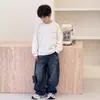 Camiseta de Manga Longa Infantil 2026 Outono Nova Camiseta Básica 100% Algodão para Crianças Maiores, Gola Redonda Versátil Tendência