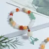 Venta al por mayor de fábrica Pulsera de anillo único Duobao de Jade Dorado pulsera de cuenta redonda Abaco rosa pulsera de anillo liso luantong de jade para mujer