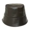 Sombrero de Cubo de Cuero PU de Color Sólido Estilo Japonés Coreano Sombrero Pantalla Sombrero de Cubo Callejero Adelgazante para Mujer Sombrero Cloche para Mujer