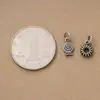 Plata S925 Maciza Retro Colgante Pez Pequeño Doble Cara Abalorio Donut Redondo Materiales para Pulsera de Cuerda Trenzada con Abalorios DIY