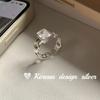 Anillo Abierto Simple de Alta Gama para Mujer, Diseño de Nicho Dongdaemun de Corea del Sur, Anillo Cuadrado de Diamante de Plata de Ley 925