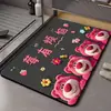 Alfombrilla de suelo de barro de diatomeas con diseño de oso fresa de dibujos animados, alfombrilla absorbente para baño, alfombrilla de secado rápido para pies, alfombrilla antideslizante para ducha, puerta de baño