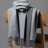 Bufanda Nueva de Cachemir Doble Cara Doble Color para Mujer de Terciopelo de Conejo Engrosada Cálida Chal Monocromático de Doble Uso Versátil Estilo Coreano Invierno con Borlas