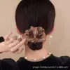 Elástico de Cabelo Floral Estilo Coreano Scrunchie Elegante Meio de Rede Flor de Cabelo para Meia-Idade Faixa de Cabelo Acessório de Cabelo de Alta Qualidade para Penteados Updo para Mulheres