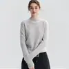 Nuevo Punto de Punto de Una Pieza Otoño/Invierno Sin Costuras 100% Cachemira Cuello Semi Alto Plano Color Sólido Tejido Suave y Liso