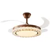 Luz de Ventilador Invisible, Luz de Ventilador de Techo de Cristal de Lujo Retro, Color Madera de Durazno Vintage, Luz de Ventilador Silenciosa para Comedor y Dormitorio L696