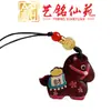 Colgante de Cadena para Teléfono con Caballo Pintado y Grabado Trasero, Llavero Creativo de Caballo Pequeño Art Ming Xian Yuan, Amuleto de Caballo del Zodiaco