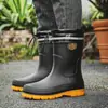 Botas de Lluvia de Media Caña de Moda Transfronteriza para Hombre, Ropa Exterior de Suela Gruesa, Zapatos de Pesca Versátiles, Zapatos de Goma Antideslizantes para Cocina, Zapatos Impermeables para Lavado de Autos para Hombre
