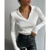 Tejido de punto de solapa transfronterizo Europeo y Americano Principios de Otoño Ins Elegante Elegante Slim Raya de Canalé Color Puro Tejido de punto tipo polo