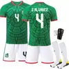 26 México Casa Nº. 14 Camisa 11 Jimenez 9 Raul Camisa de Futebol Camisa Infantil Adulto