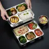 Bandeja de fast food de aço inoxidável 304 para refeitório, prato dividido para estudantes e crianças do jardim de infância, prato retangular comercial para adultos