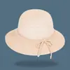 Sombrero de Sol para Mujer Verano Playa Simple y Elegante Sombrero de Paja con Lazo Sombrero de Sol Versátil Sombrero de Sol para Exteriores Protección Solar
