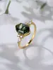 Anillo de Plata de Ley S925 con Ágata Hexagonal, Anillo de Joyería para Mano Versátil, de Moda y Clásico, Diseño de Nicho Estilo Bosque