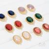 Aretes Vintage Ovalados de Jade de Colores con Encaje Incrustado Bañados en Oro de 14K que Conservan el Color con Anillo Colgante Accesorios para Aretes Hechos a Mano DIY